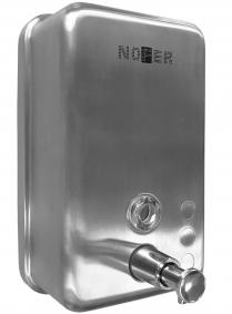 Дозатор для мыла Nofer из нержавеющ. стали матовой 1200 мл. прямоугольная с пластиком внутри 03041.S