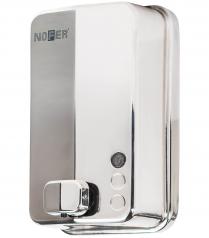 дозатор жидкого мыла настенный металлический- Nofer 03050.B со стальной кнопкой