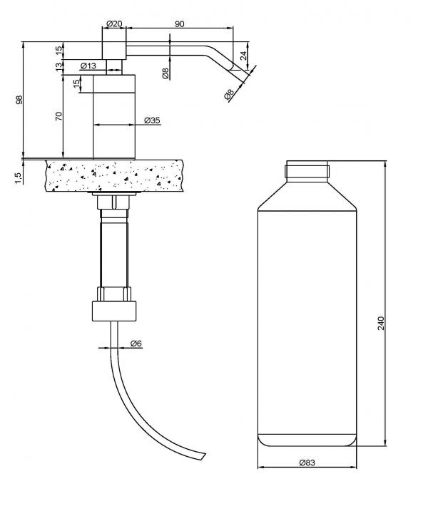 Встраиваемый дозатор для мыла-пены Nofer 03103.S
