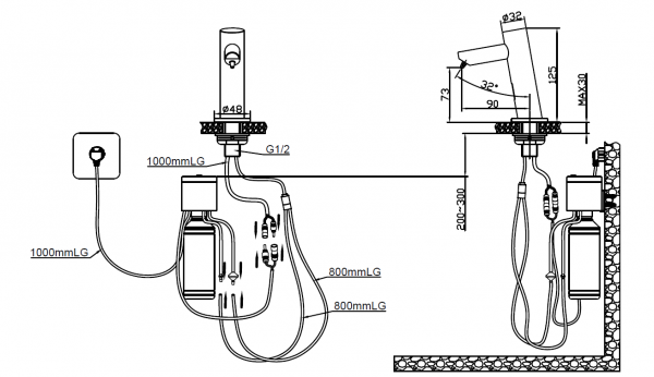 Настольный дозатор жидкого мыла активируется инфракрасным датчиком. Питание только от электрического тока. Черная отделка