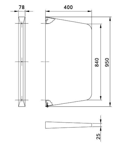 Перегородка для писсуаров сплошная 950х78х400мм NOFER 13007.S матовый