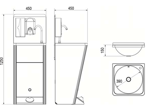 Умывальник мобильный с дозатором для мыла, диспенсером для бумажных полотенец и контейнером для мыла 13044.MOV