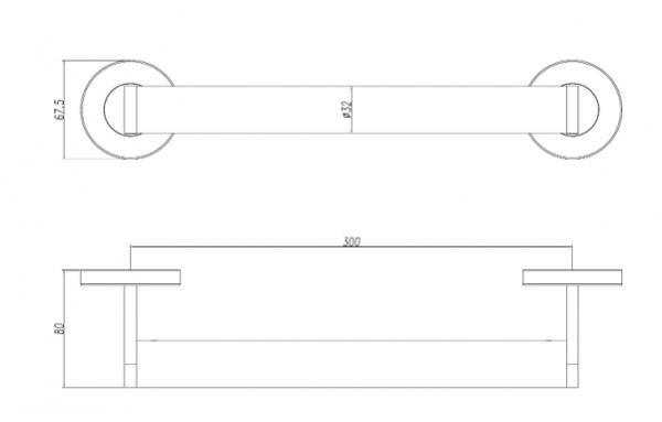 Поручень прямой 300 мм нерж. сталь NOFER 15254.30.B глянцевый