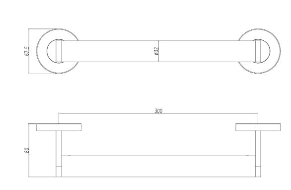 Поручень прямой 300 мм нерж. сталь NOFER 15254.30.N чёрный
