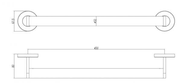Поручень прямой 450 мм нерж. сталь NOFER 15254.45.B глянцевый