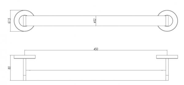 Поручень прямой 450 мм нерж. сталь NOFER 15254.45.CU медь