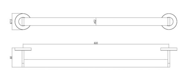 Поручень прямой 600 мм нерж. сталь NOFER 15254.60.B глянцевый