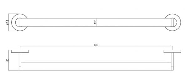 Поручень прямой 600 мм нерж. сталь NOFER 15254.60.PG золото