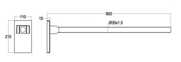 Поручень откидной 800 мм нерж. сталь NOFER 15255.80.S матовый