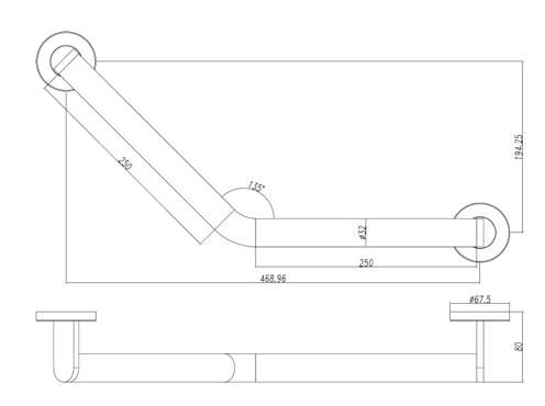 Поручень угловой 135º нерж. сталь NOFER 15261.TT графит