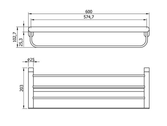 Полка для полотенец 600 мм. нерж. сталь VERONA 16843.CU