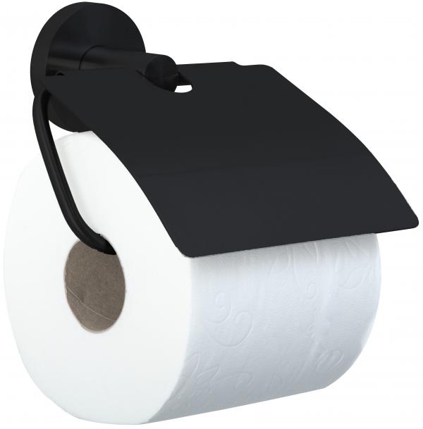 Держатель для туалетной бумаги с крышкой NIZA Nofer 16858.BK черный