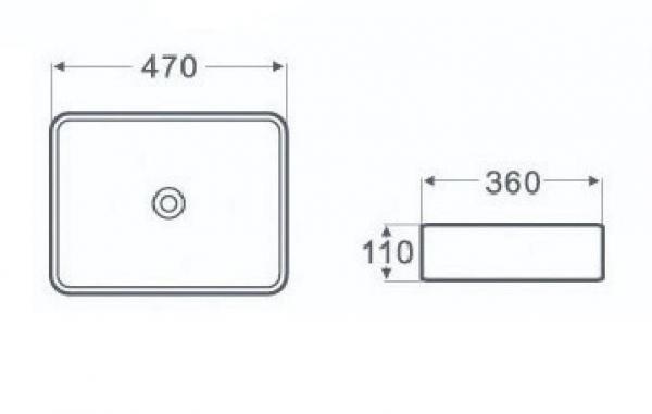 Раковина накладная прямоугольная 470x360x110 мм QTRO47 23583 мрамор белый