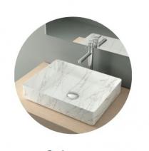 Раковина накладная прямоугольная 470x360x110 мм QTRO47 23583 мрамор белый