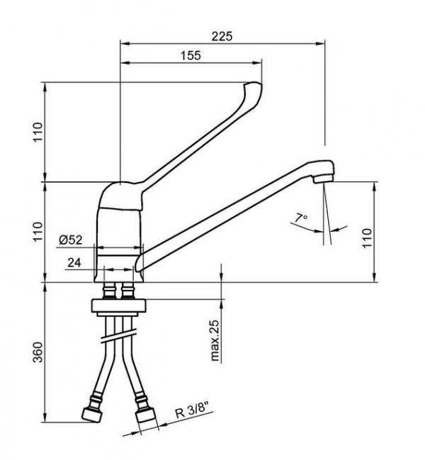 Смеситель локтевой 07200.B, глянцевый