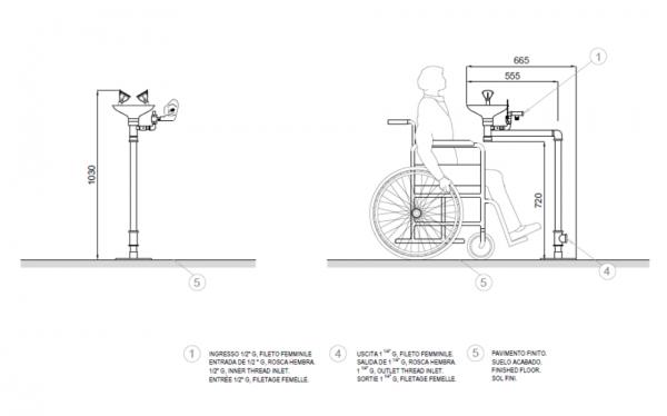 Аварийная раковина для промывки глаз из полипропилена для МГН BOCCHI SC330 зеленый