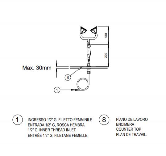 Аварийный душ для промывки глаз, настольный съемный BOCCHI SC422 зеленый